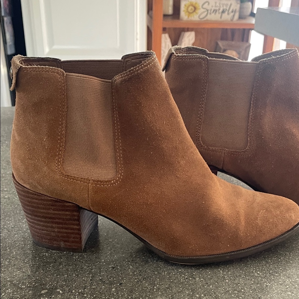 Anne Klein Tan Suede Ankle Booties